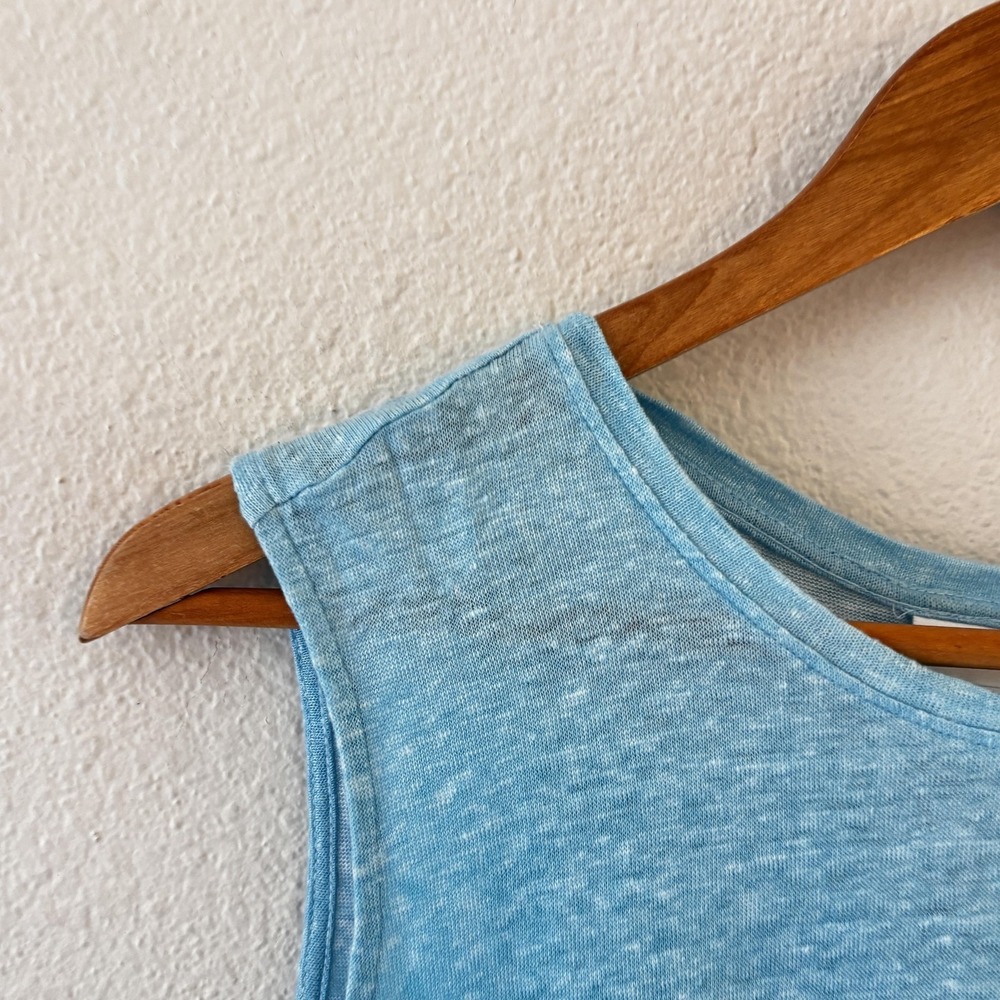 J. Jill Love Linen Tank Top Womens M Blue Paisley Hem Sleeveless Summer Knit - Picture 5 of 9